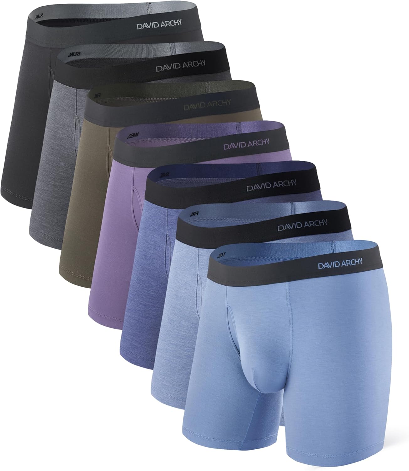 DAVID ARCHY Mens Underwear Rayon made from Bamboo 7-Pack, Wicking-Moisture & Coo