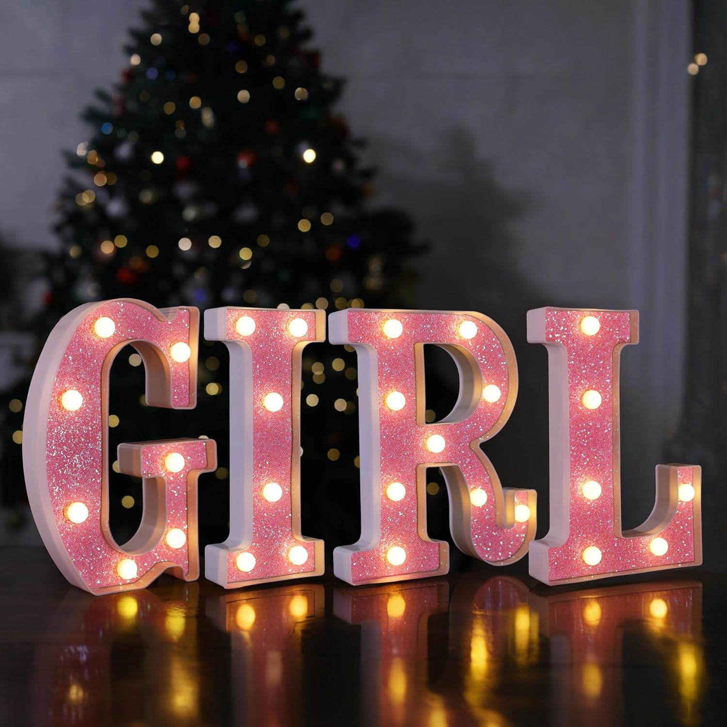 Pink Glitter GIRL Letters for Baby Shower Decorations