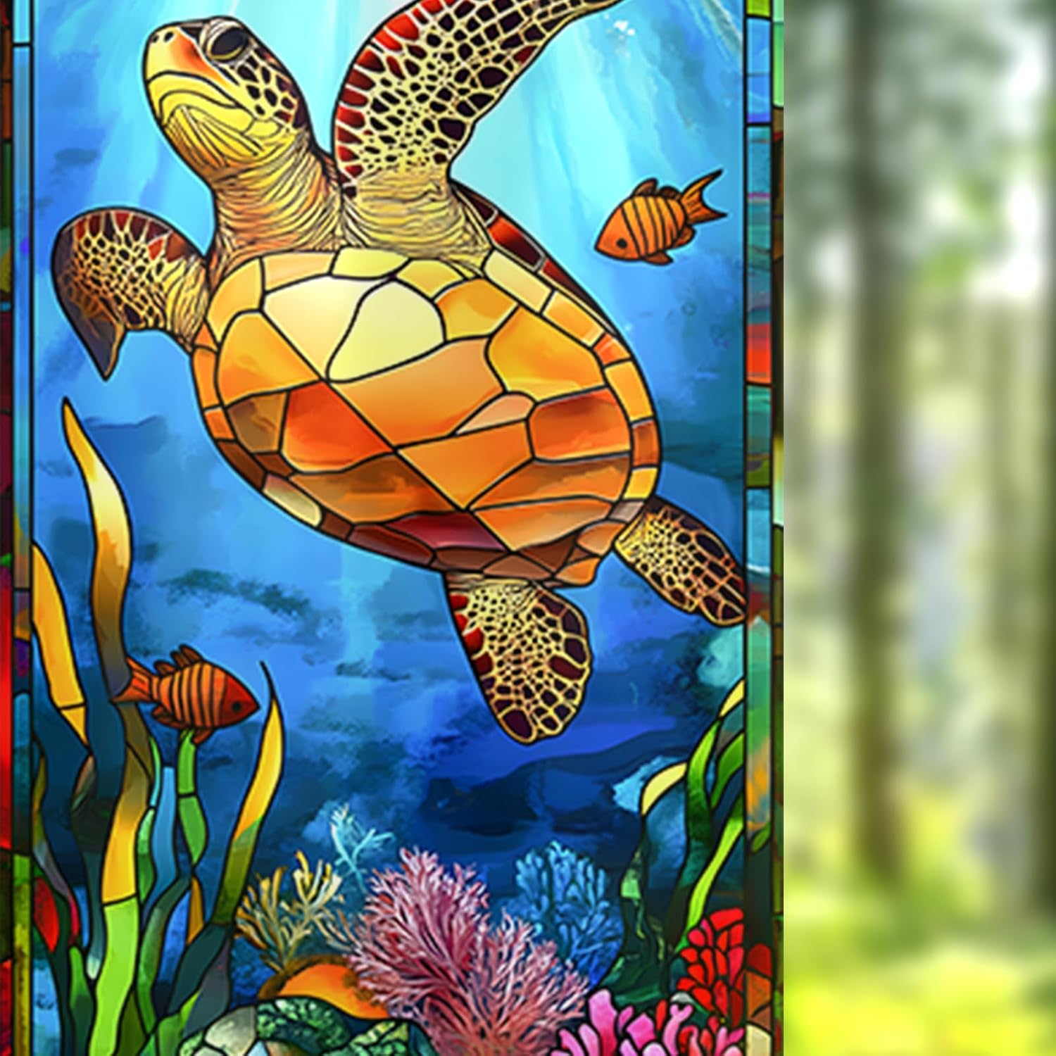 Stained Glass Sea Turtle Window Film