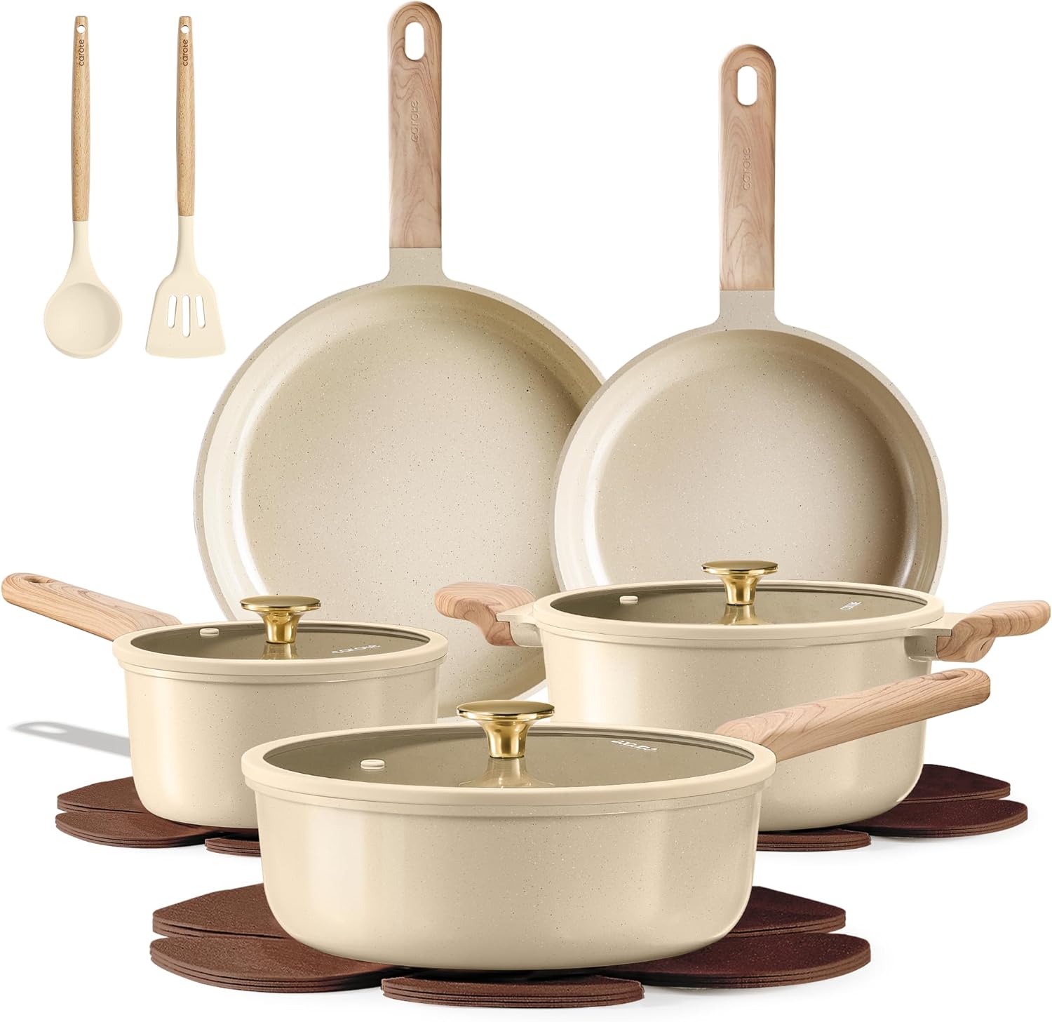 CAROTE 14Pcs Pots and Pans Set Non stick, Ceramic Cookware Set, Non-toxic Kitche