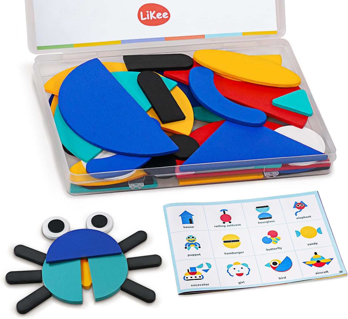 $7.xx LiKee Wooden Shape Puzzle Montessori Toy 36 Blocks Set at A