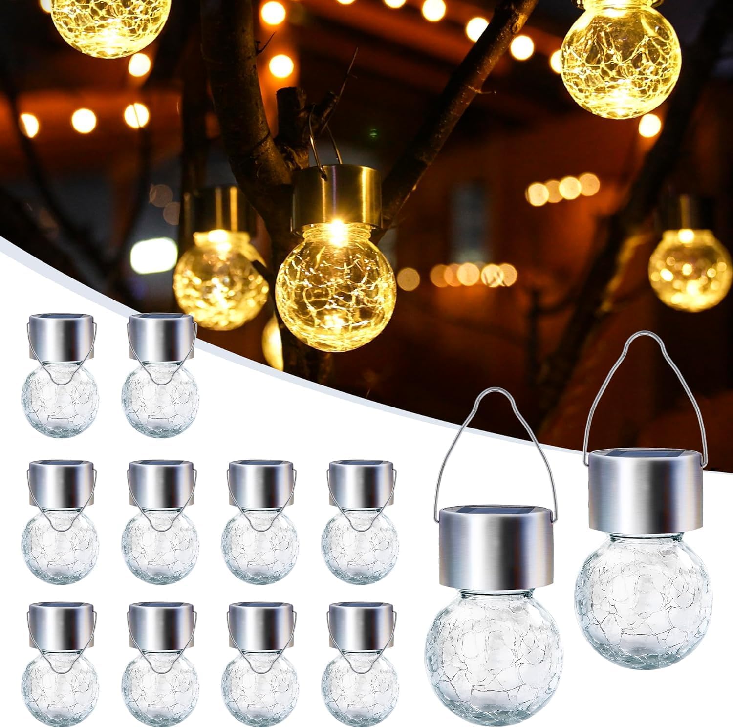12 Pack Solar Hanging Lights Garden Decor