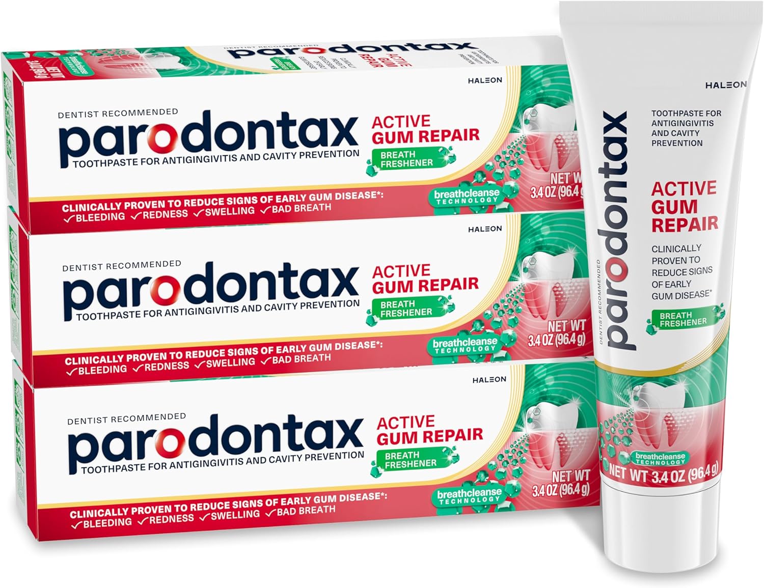 Parodontax Active Gum Repair Breath Freshener Toothpaste, 3×3.4 o