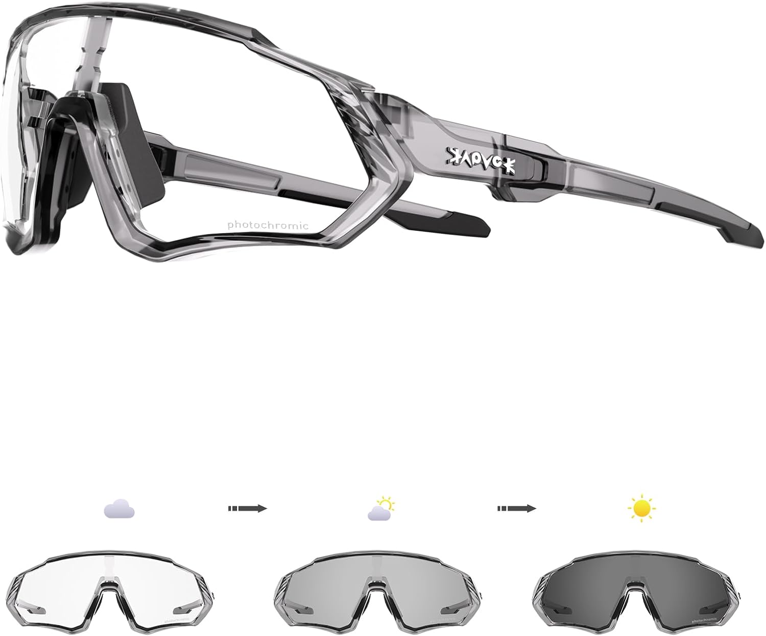 KAPVOE Photochromic Cycling Glasses Men Women Mountain Bike  deal at Amazon
