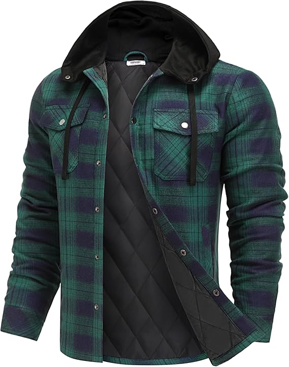 Men Quilted Flannel Shacket