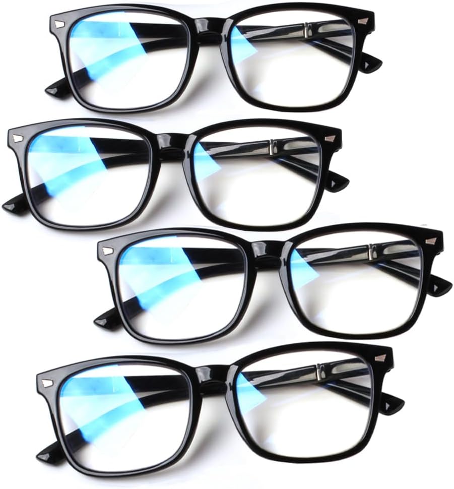 Henotin 4-Pack Blue Light Blocking Reading Glasses Women Men,Spri