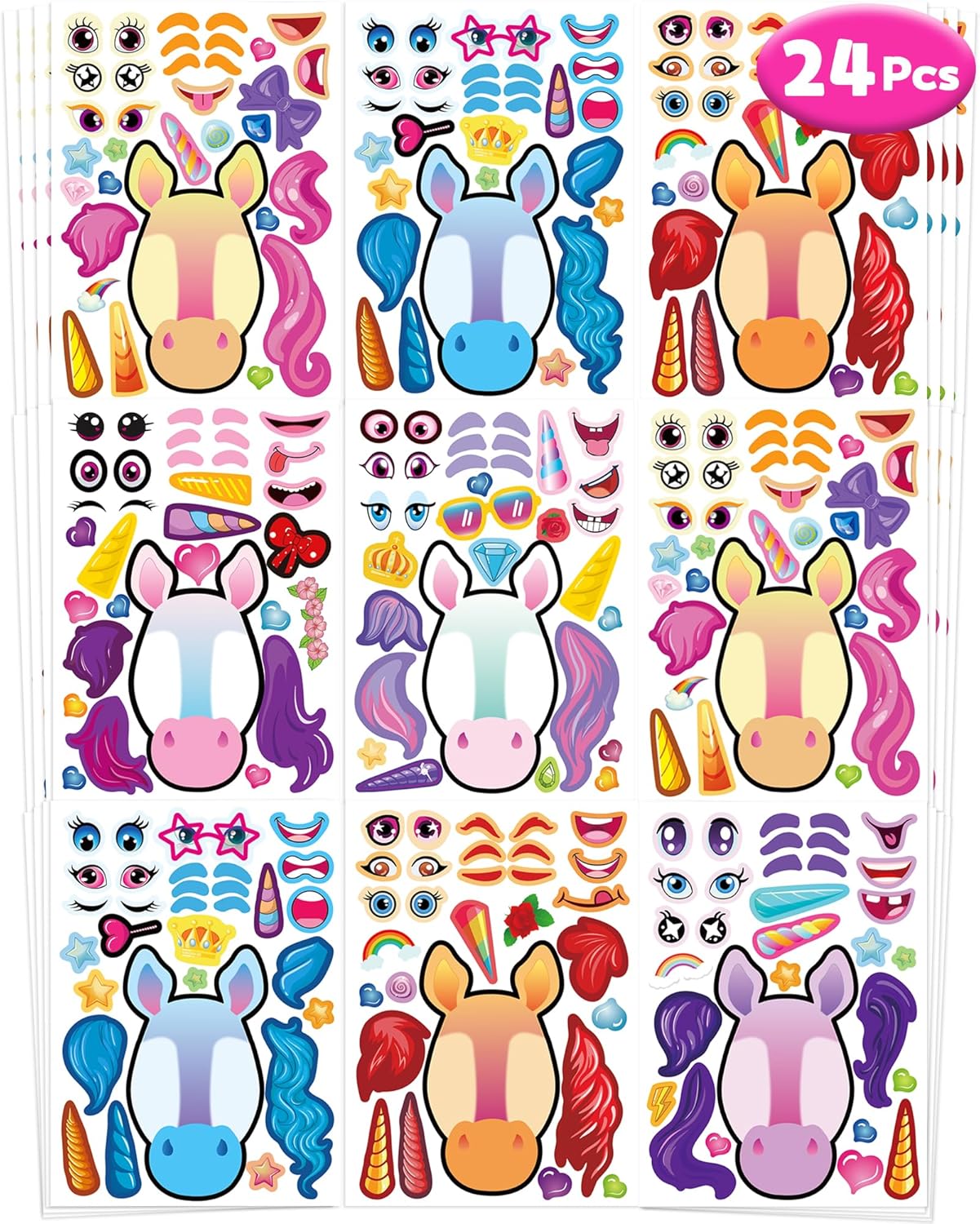 $4.xx 24 Pcs Make Your Own Unicorn Sticker Sheets for Kids