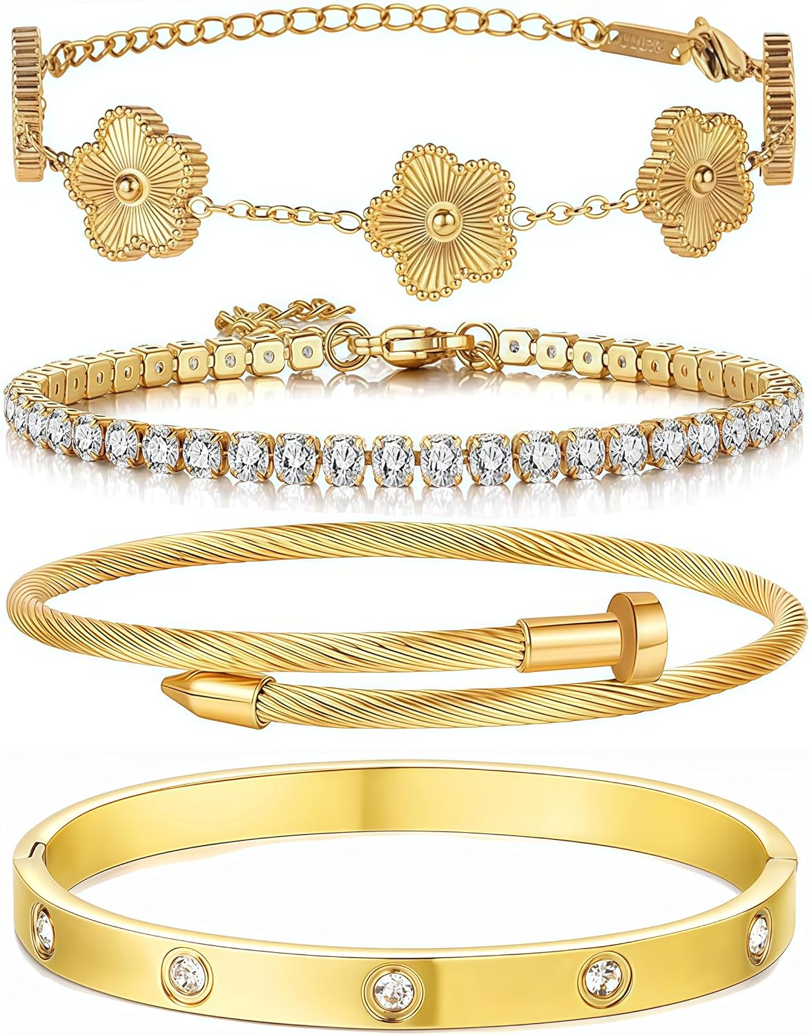 iGenztech 4PCS Gold Bracelet Stack Set deal at Amazon