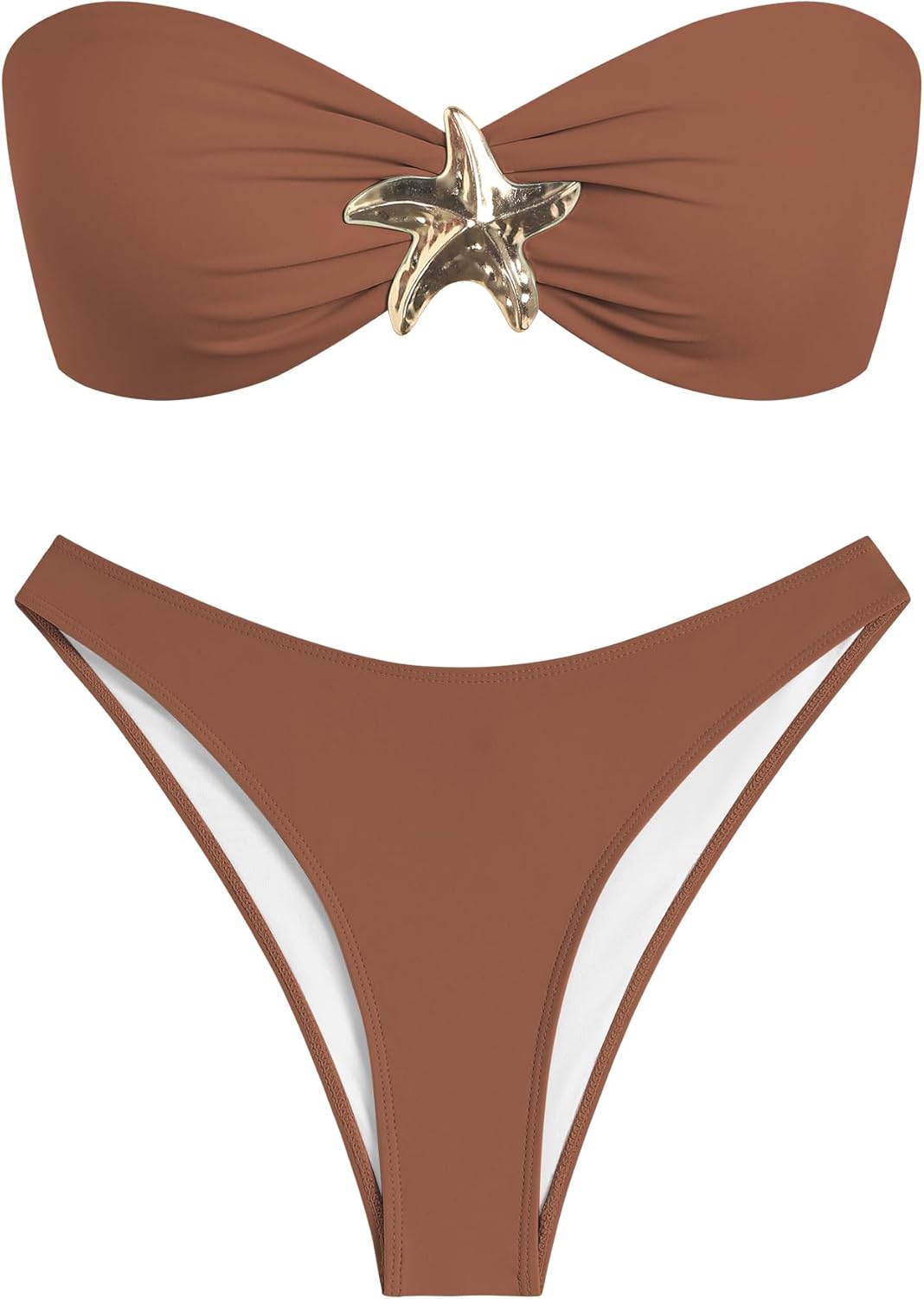 ZAFUL Bathing Suit for Women 2 Piece Bikini Strapless Smocked Sta