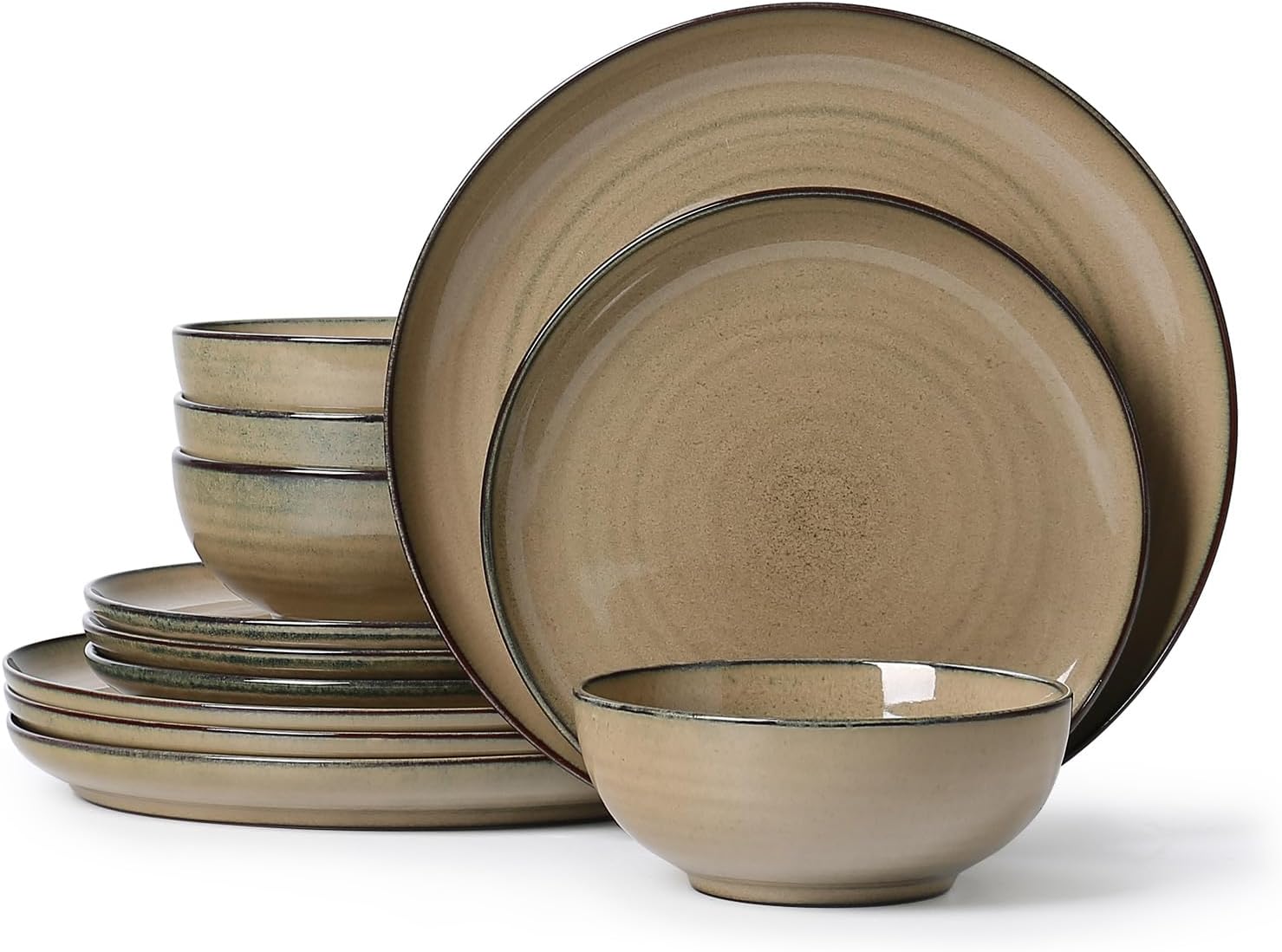 Ceramic Dinnerware 12 Pieces Dinnerware Sets Cereal Bowls Re deal at Amazon