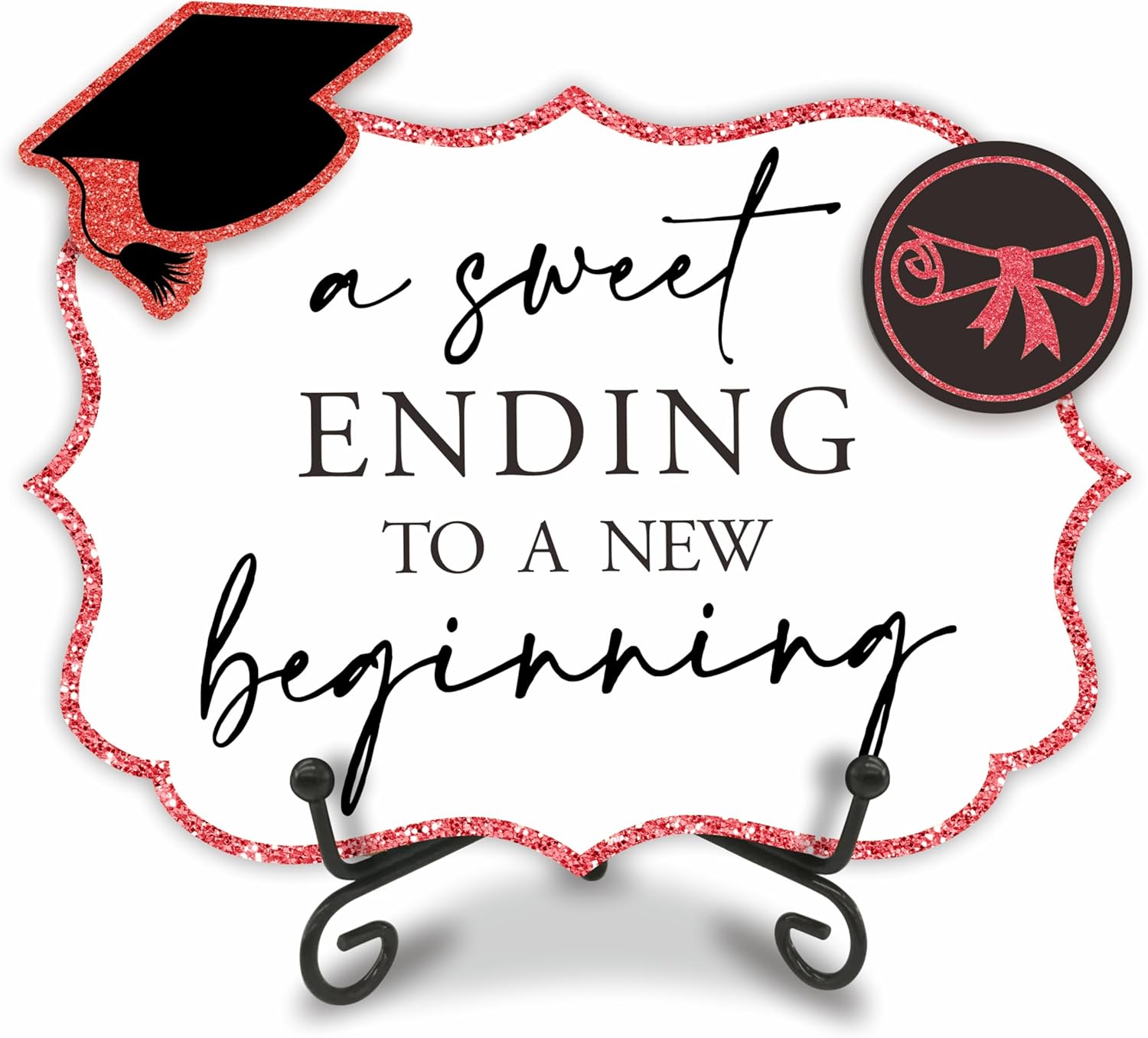 5″X7″ Red Grad Party Wooden Table Sign – A Sweet Ending To A New