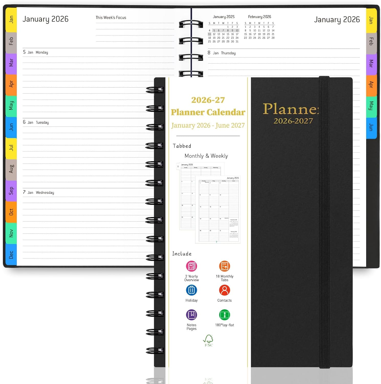 Daily Planner 2026-2027, 18-Month Weekly and Monthly Calendar Pla