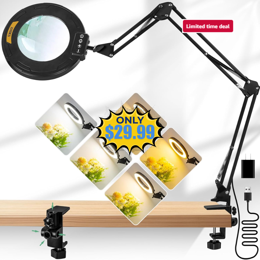 12X Magnifying Glass with Light and Stand Deal: Save 50% at DealsFinders.com