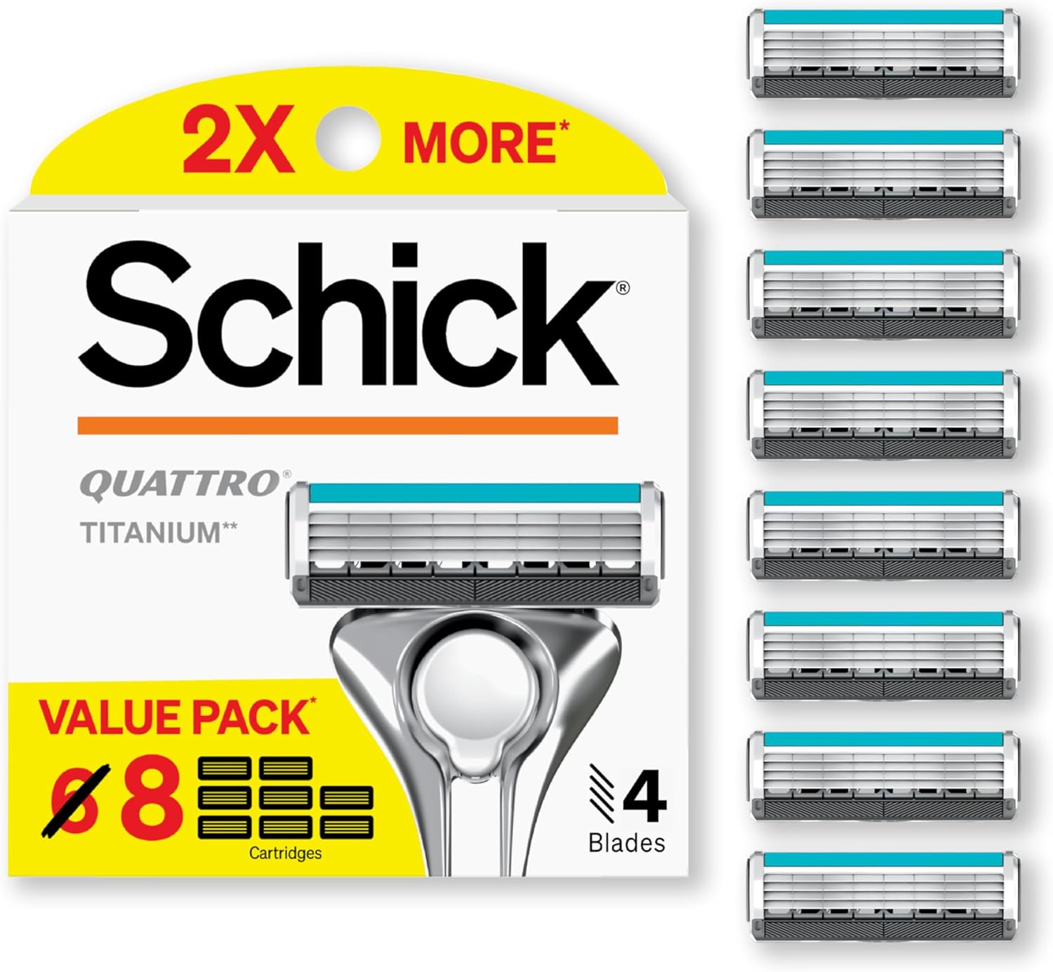 Schick Quattro Titanium Razor Refills, 8ct | Schick Razor Bl deal at Amazon
