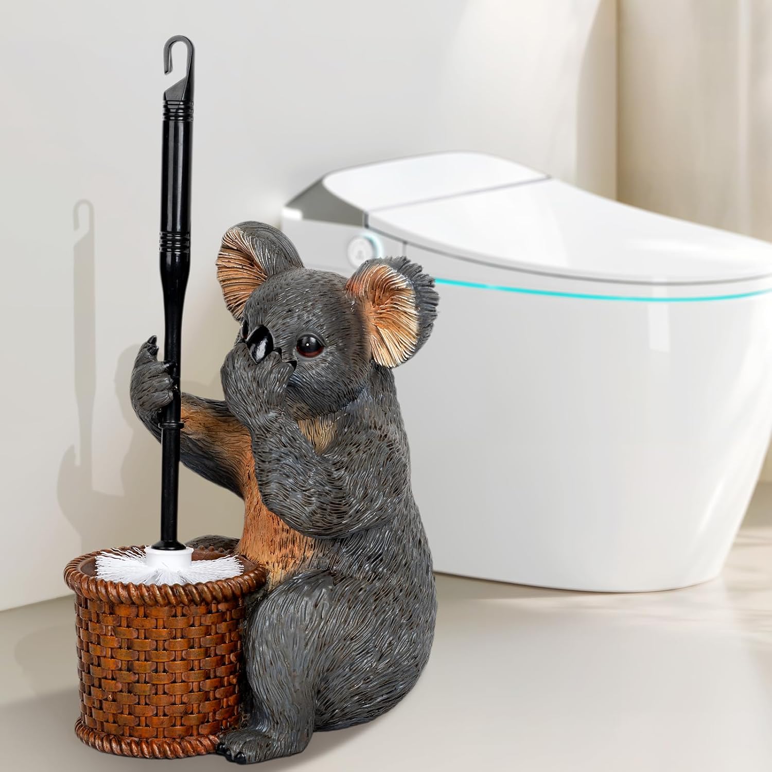 Toilet Brush Holder Set For Bathroom Super Cute Koala Base Solidl