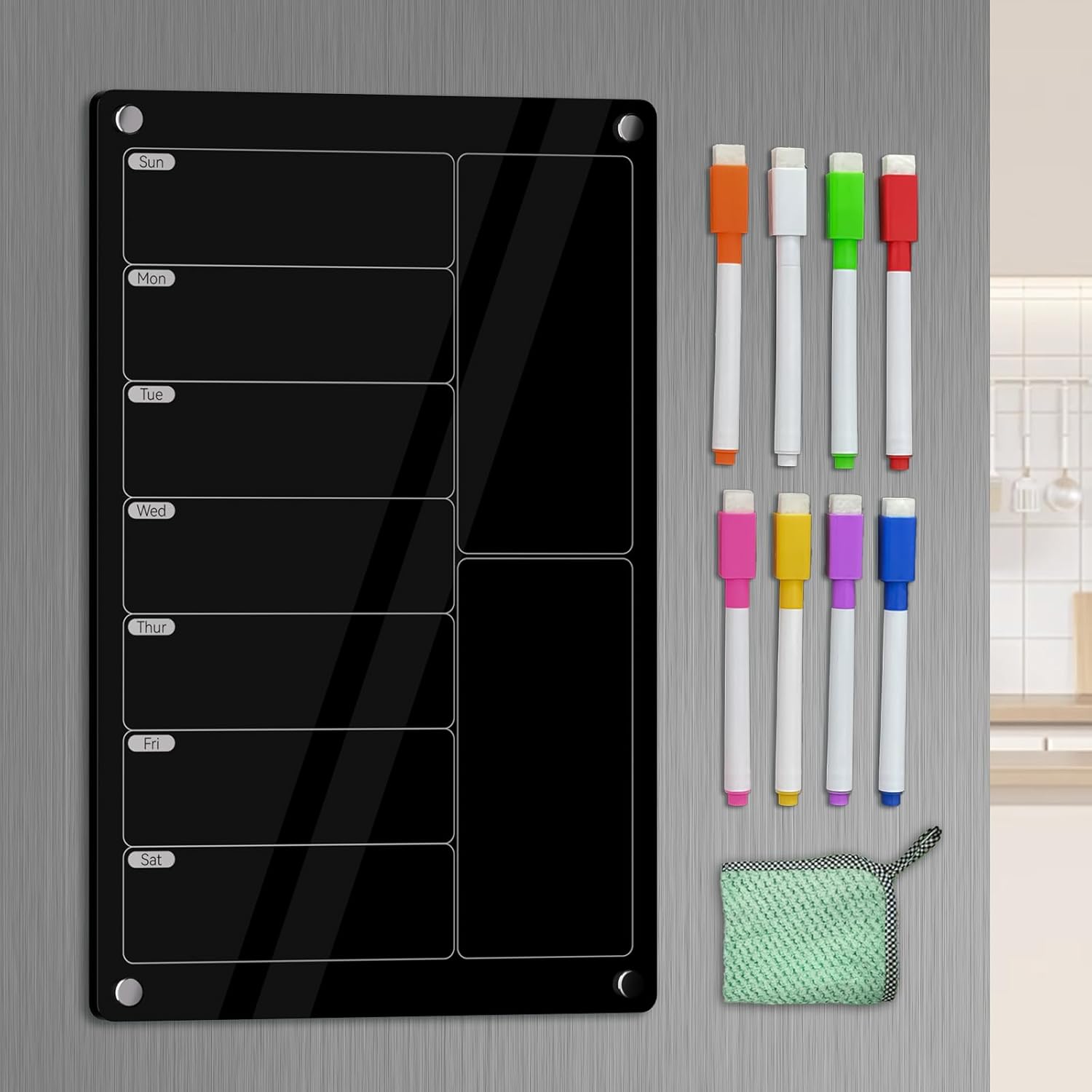YNGRUE Acrylic Meal Planner Magnetic Menu Board for Kitchen Fridg