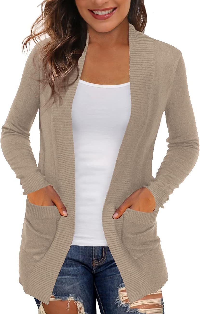 REDHOTYPE Womens Cardigans with Pockets Casual Long Sleeve Open F