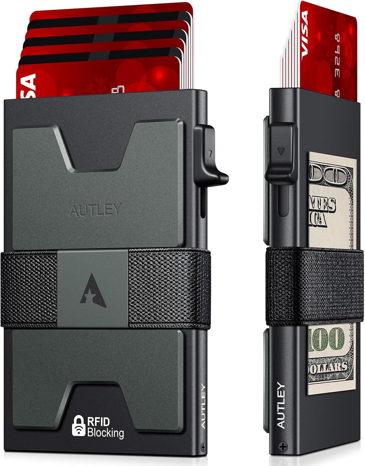 AUTLEY Slim Card Holder, Minimalist Pop Up Wallet for Men, RFID B