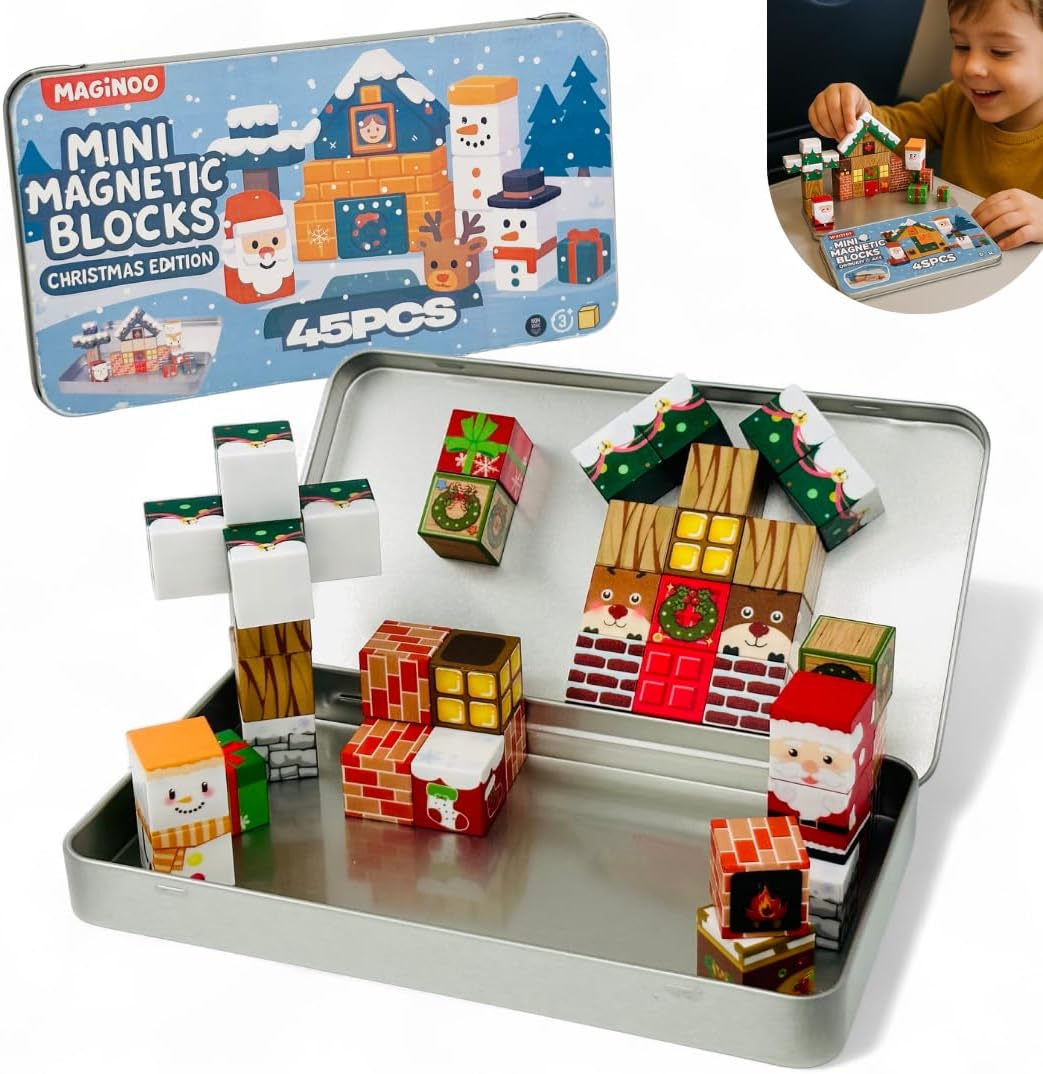 Maginoo 45PCS Mini Magnetic Blocks Christmas Set – Holiday STEM B