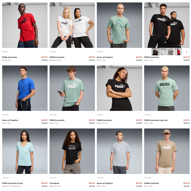 Women’s & Men’s Tees Sale at PUMA – Only $10.99