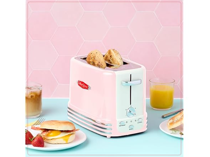Nostalgia Retro Wide 2-Slice Toaster, Pink ONLY $21.99 at Woot