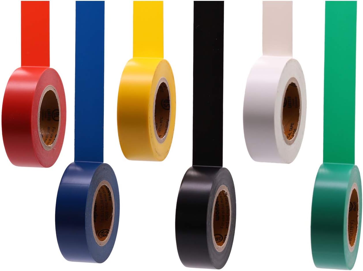 SoundOriginal Electrical Tape Colors 6 Pack 0.7-Inch by 30 Feet,