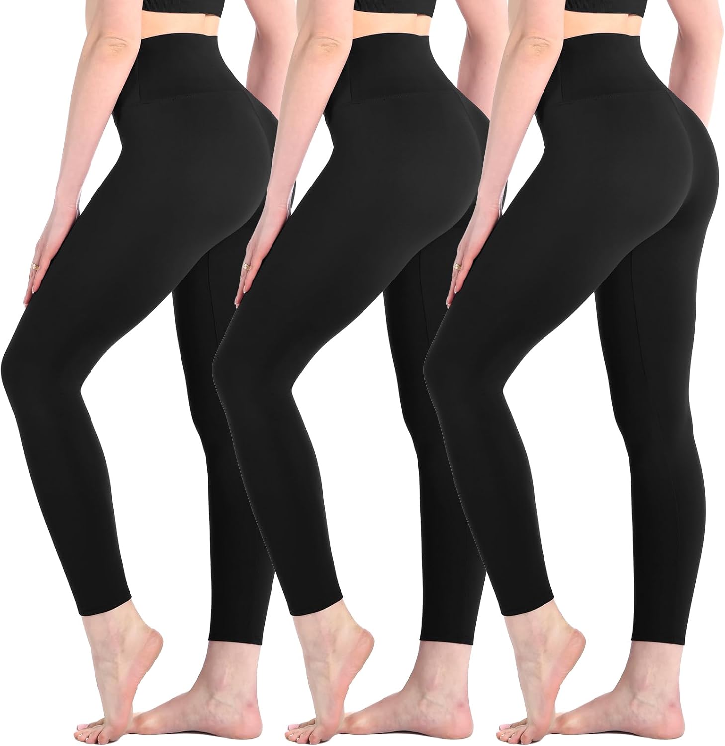 Leafigure 3 Pack Black Leggings for Women High Waisted Butte deal at Amazon