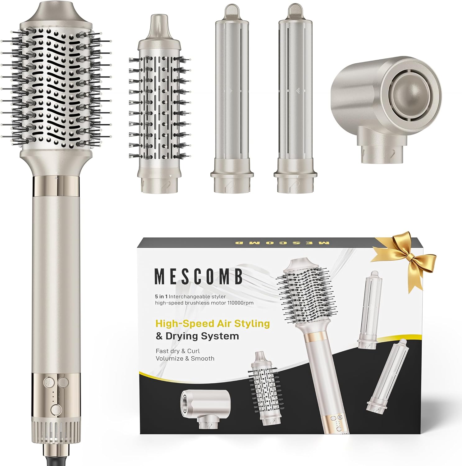 MESCOMB 5-in-1 Hot Air Styler Kit – 110,000 RPM Fast-Drying Dryer