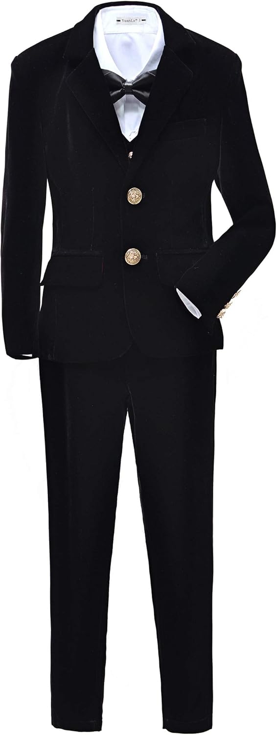 Suit for Kids Boy Formal Suit Velvet 5 Pieces Outfit Set Tod deal at Amazon
