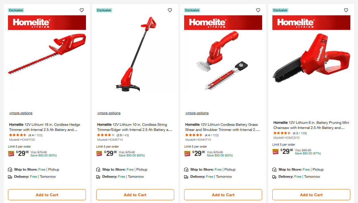 Homelite Outdoor Tools Deal at Home Depot: Save $60.99