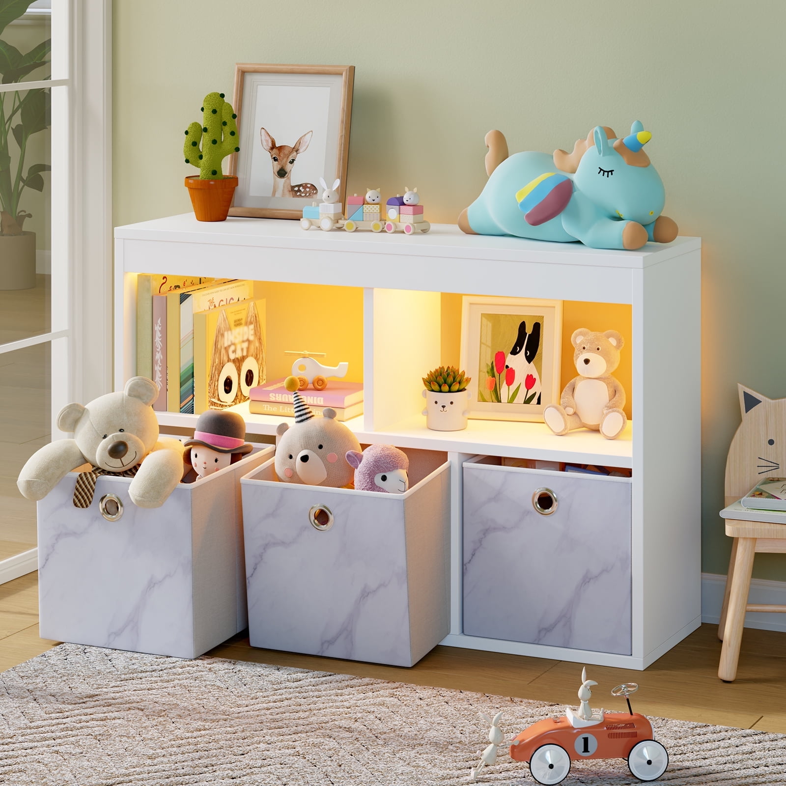 Pinmoco 5-Cube Reversible Open LED Kids Toy Storage Organizer Deal at Walmart