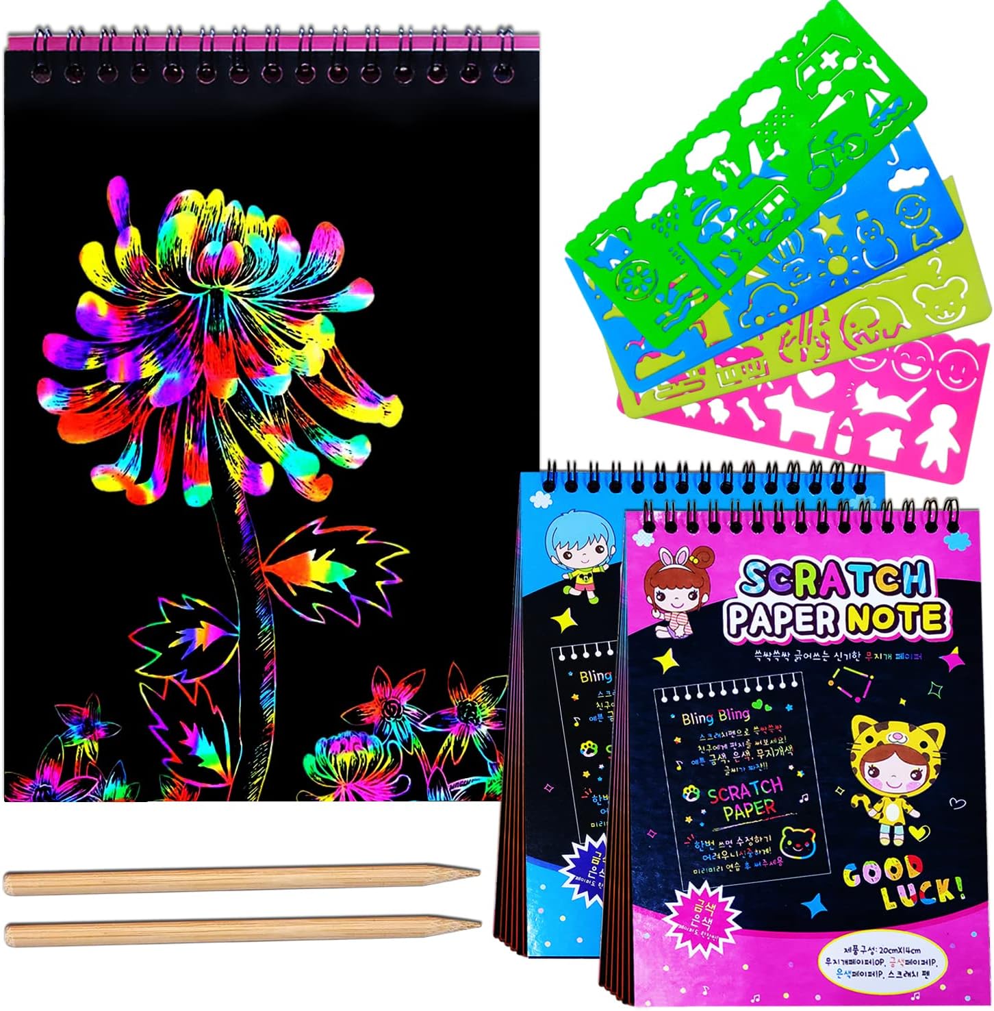 JUNQIU Scratch Paper Art for Kids, 2 Pack Bulk Rainbow Scrat deal at Amazon