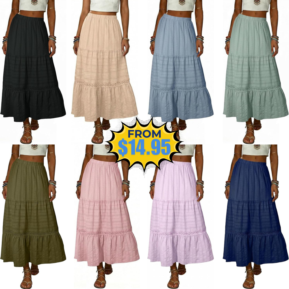 Women Boho Crochet Lace Maxi Skirt Deal: Save 15%