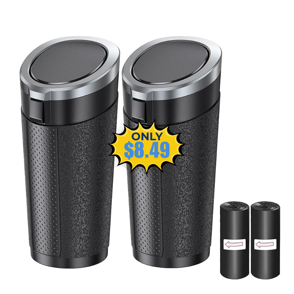2 Packs Leakproof Vehicle Garbage Bin Deal at DealsFinders.com