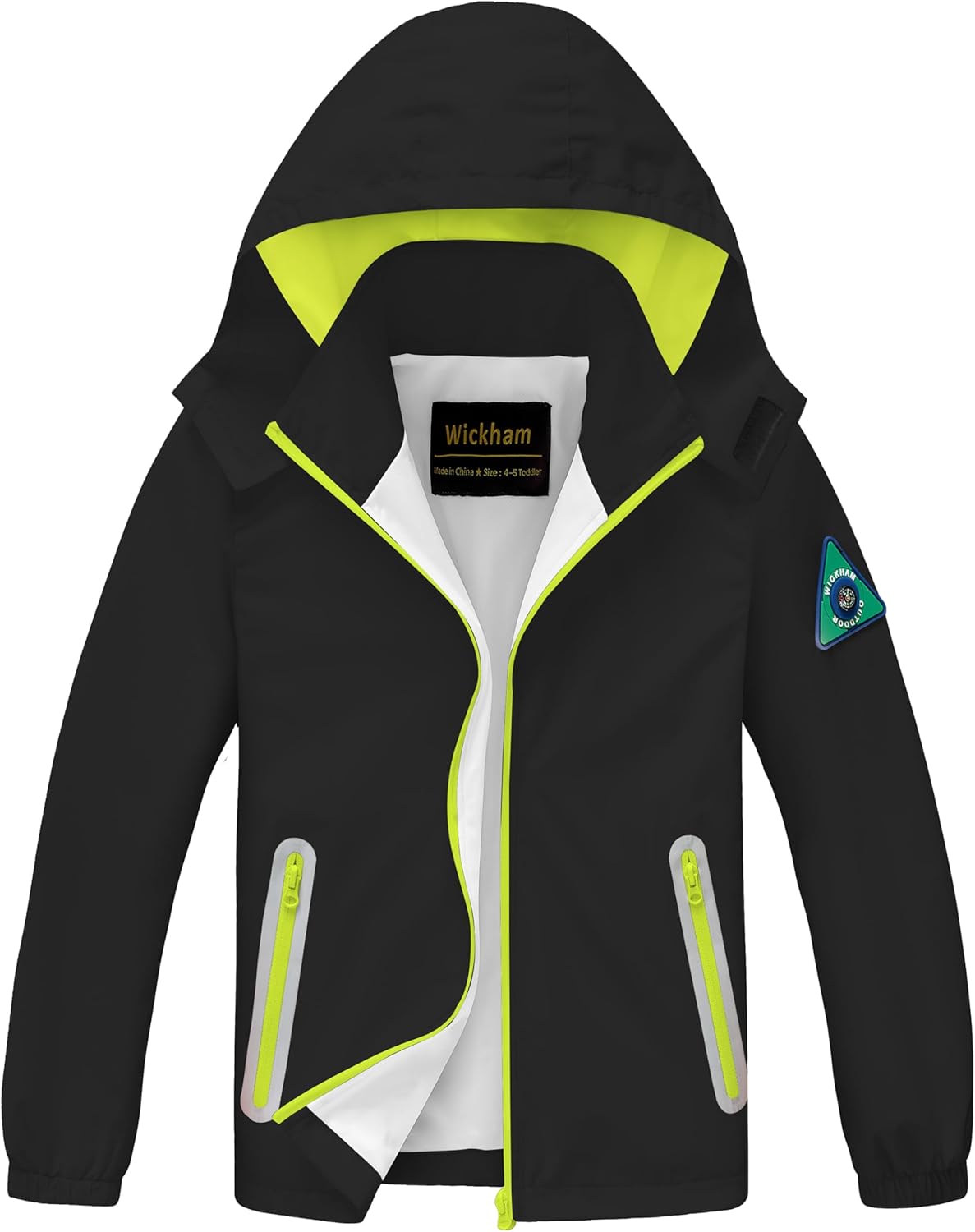 WICKHAM Boys Girls Waterproof Rain Jacket Detachable Hood Lightwe