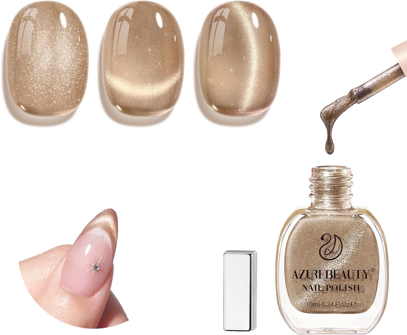 AZUREBEAUTY Cat Eye Nail Polish Quick Dry Nude Brown Magneti deal at Amazon