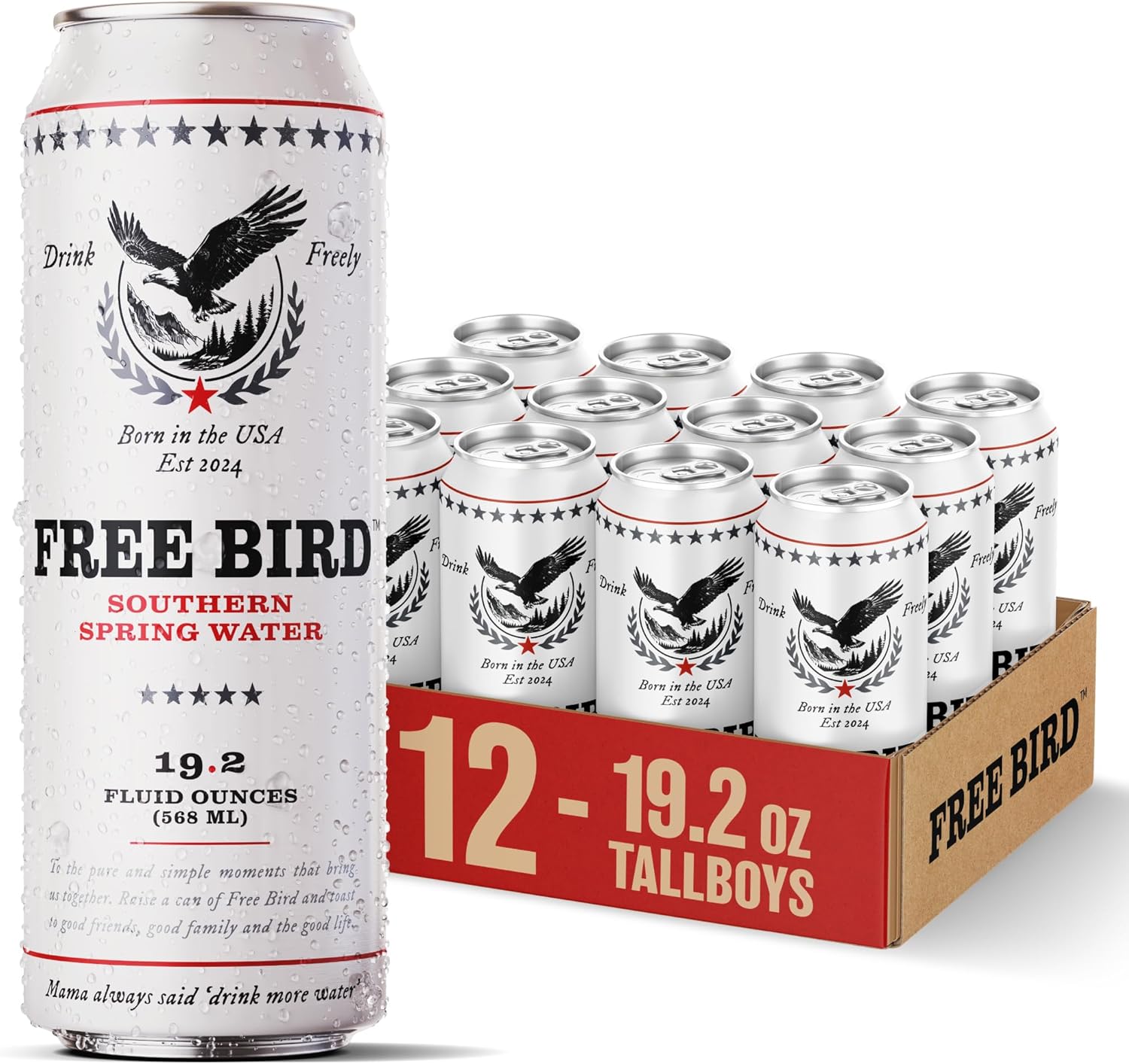 Free Bird, Southern Spring Water, 12-Pack (19.2oz Tallboy Cans) –