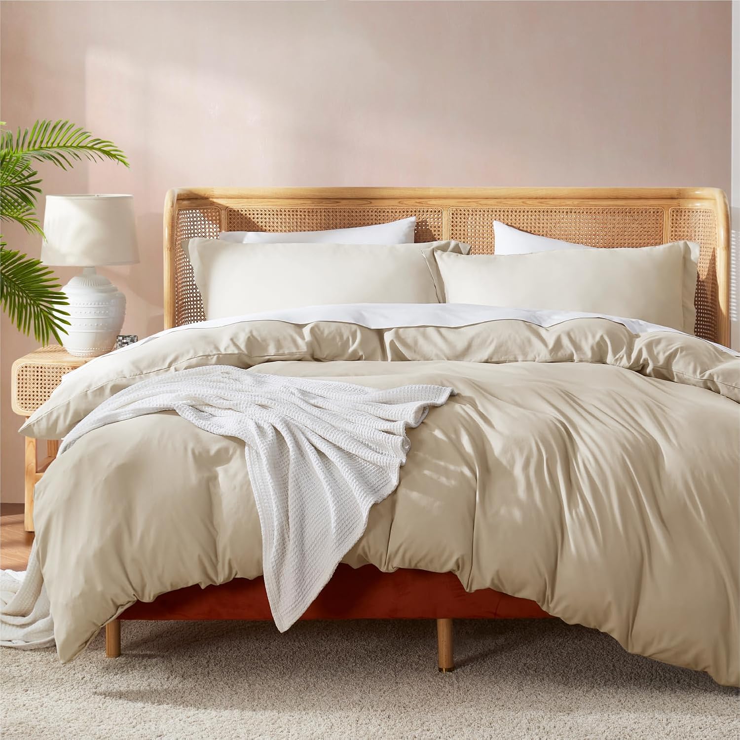 Nestl Twin Duvet Cover Set – Soft Double Brushed Beige Cream Duve