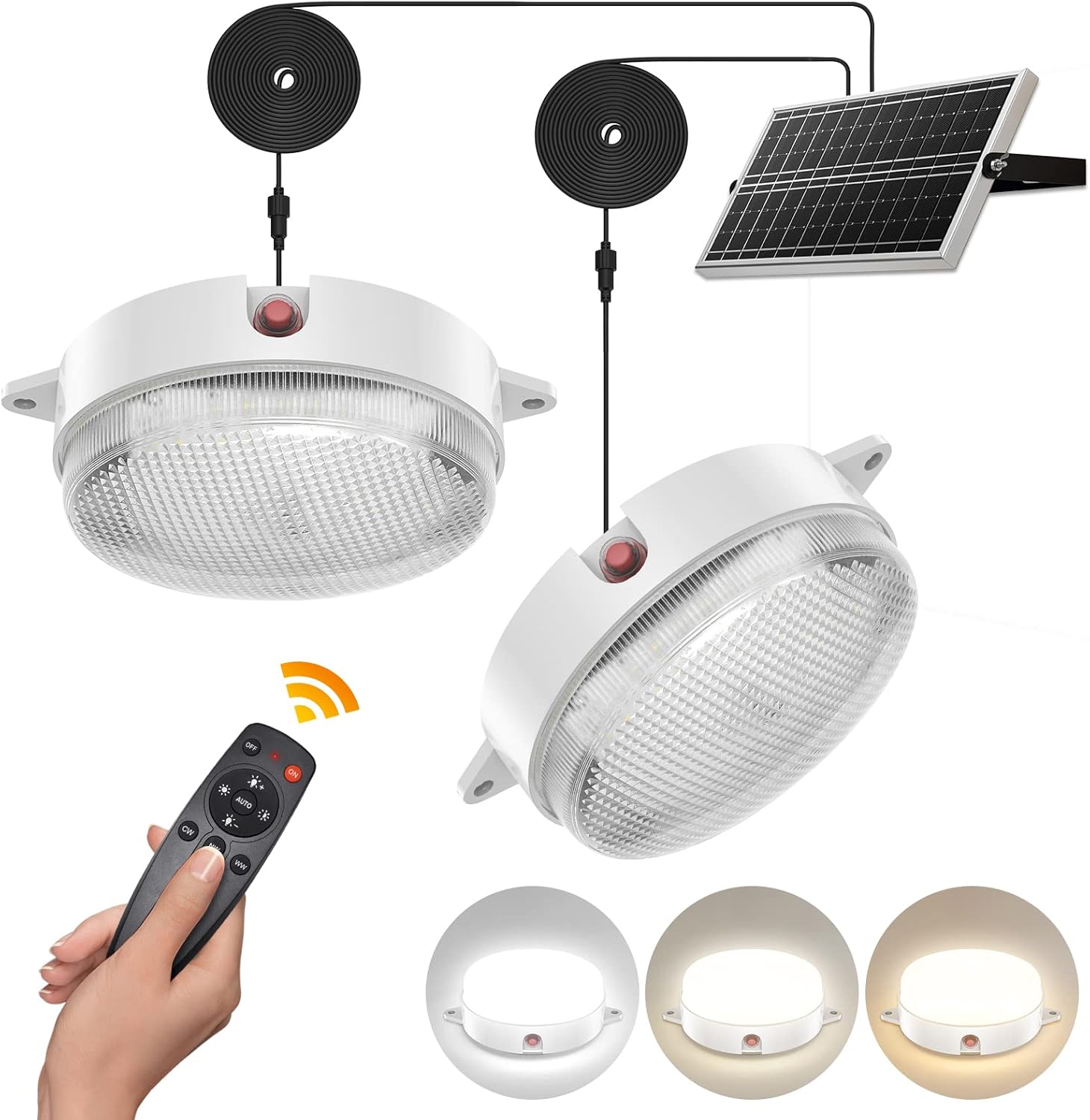 UPONUN Solar Ceiling Lights 2 Pack, Daytime & Night 3200K/40 deal at Amazon