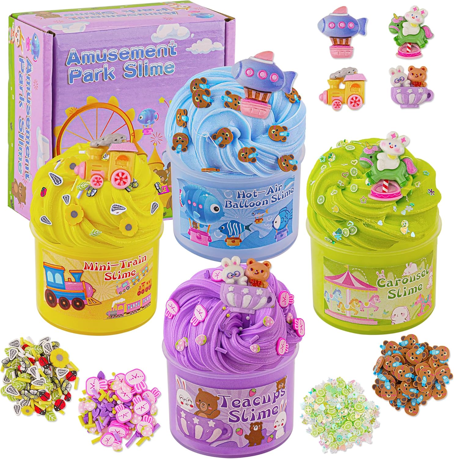 Easter Basket Stuffers, 4 Pack Butter Slime with Easter Bunny Sli