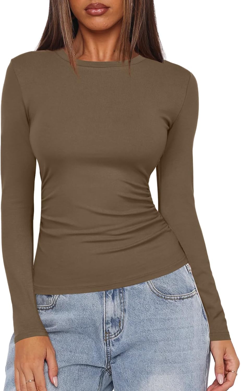 Darong Women's Casual Basic Going Out Tops Slim Fit Long Sle deal at Amazon