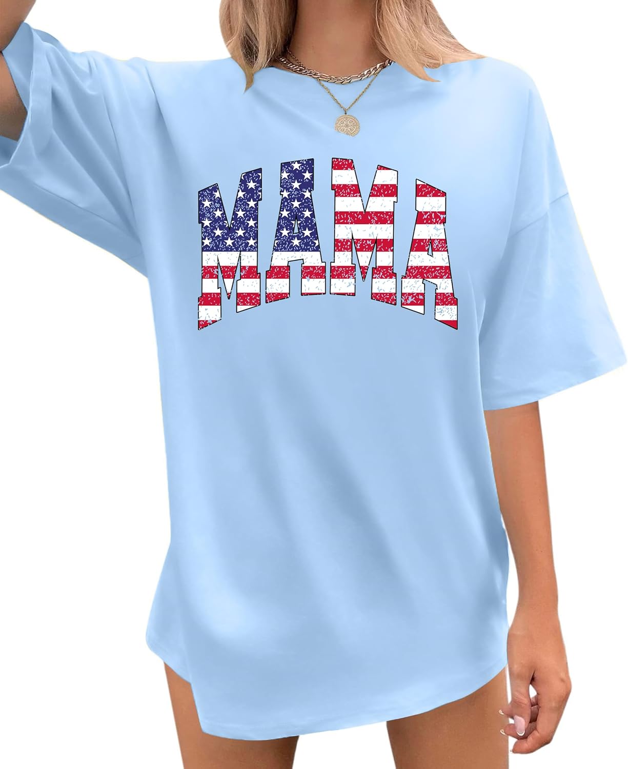 Women's Mama Shirt: Oversized Mama Shirts Trendy Mom T Shirt deal at Amazon