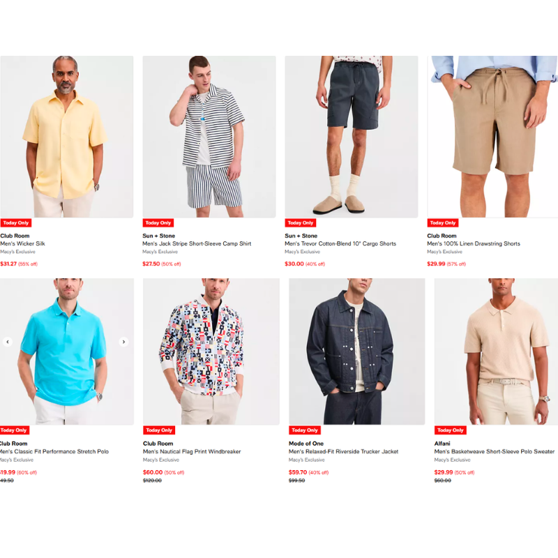 Men’s Clothing Flash Sale at Macy’s: Today Only