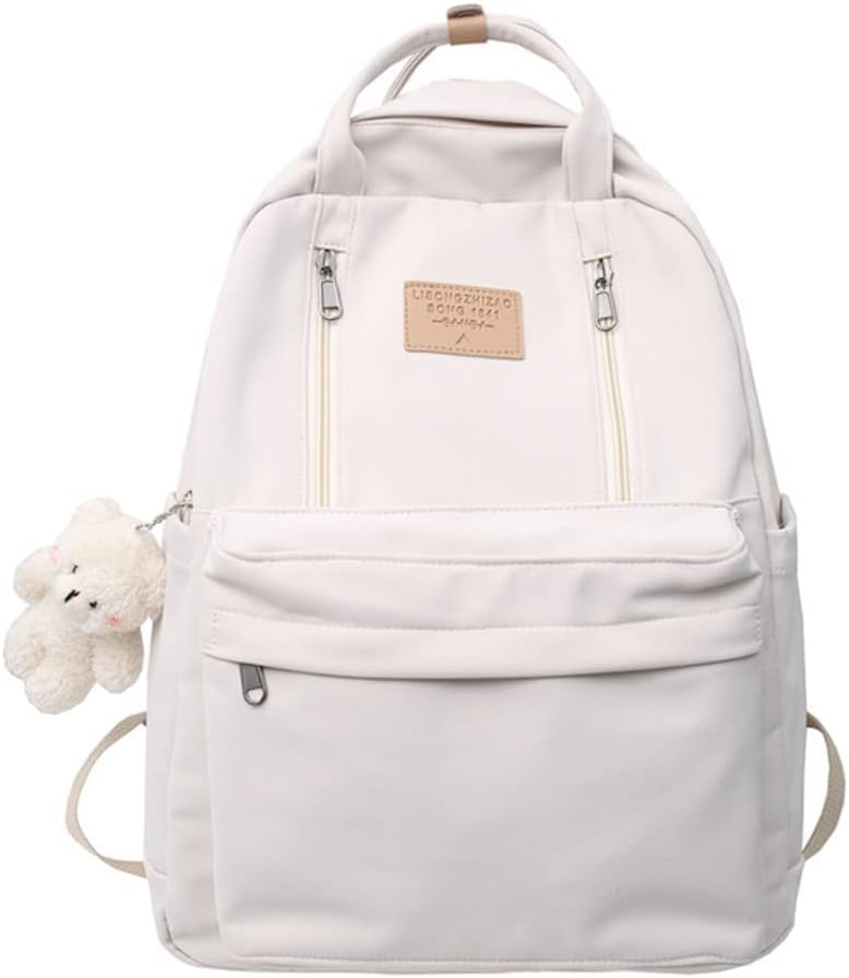 AONUOWE Preppy Backpack with Plushies Cute Backpack for Teen Girl