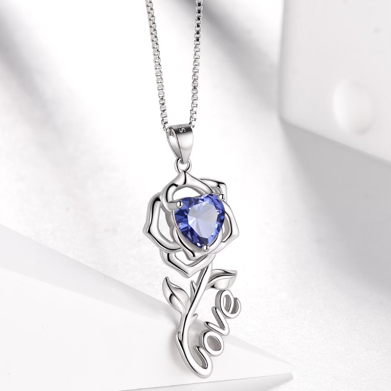 925 Sterling Silver Birthstone Heart Pendant Necklace Deal at Walmart