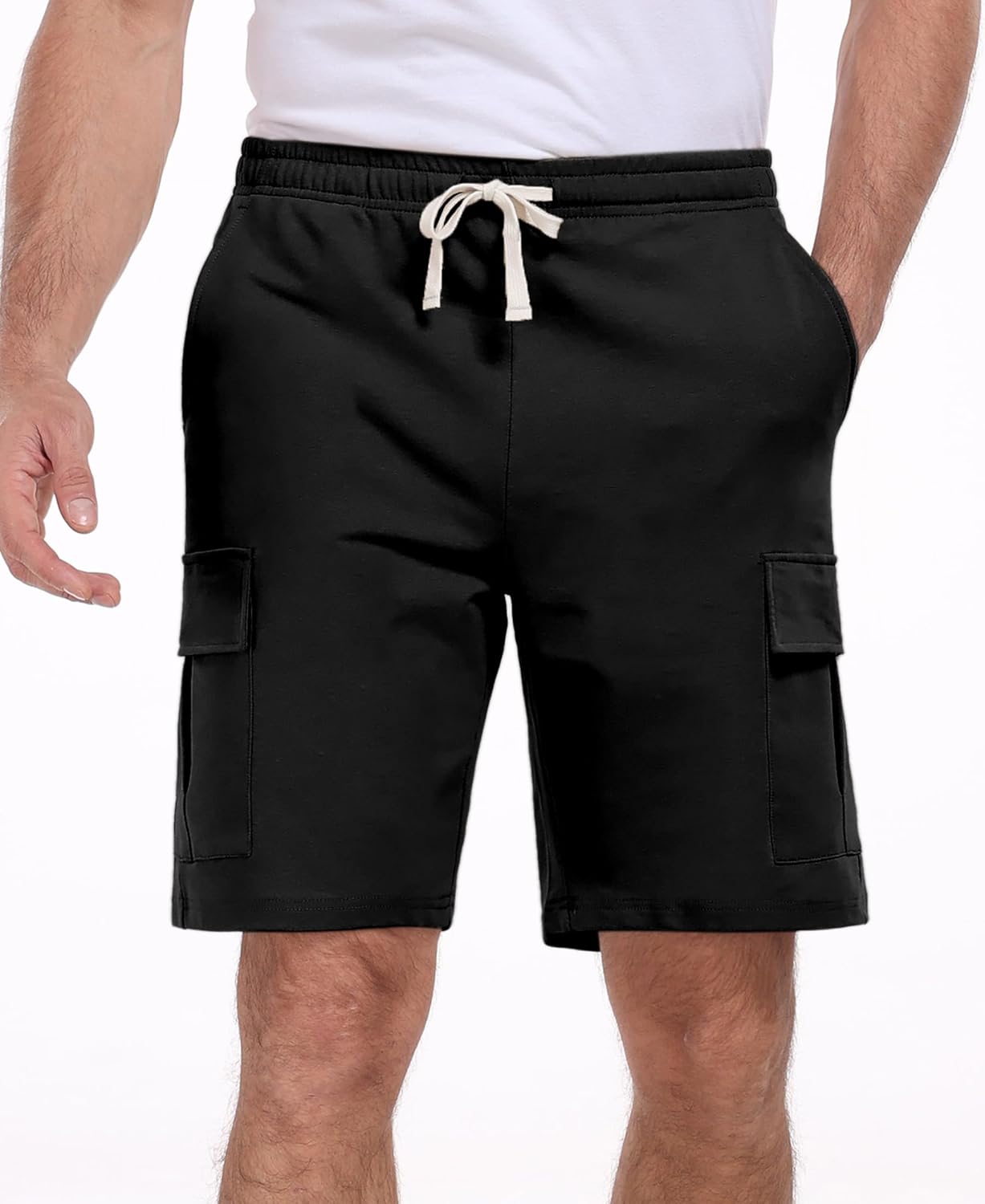 AODULO Mens Sweat Cargo Shorts 9 inch Casual Lounge Summer Cotton