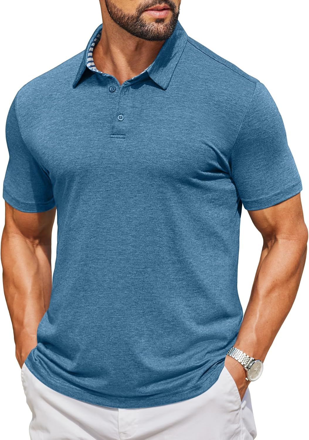 COOFANDY Mens Casual Polos Short Sleeve Collared T-Shirt Sport De