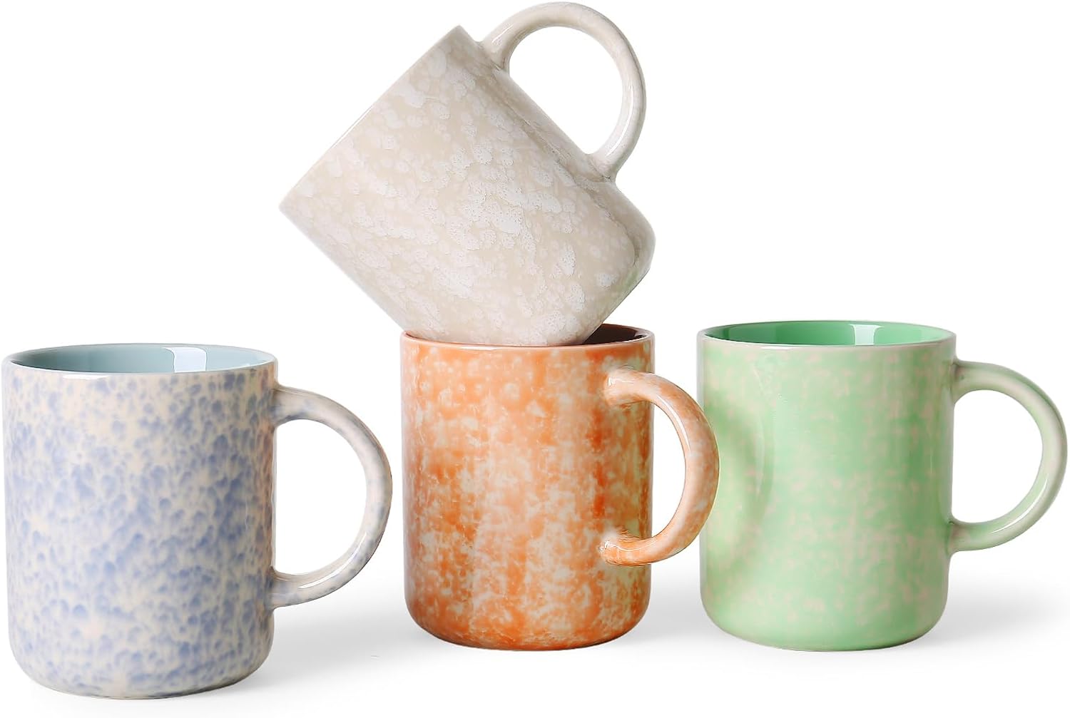 MONITO 17 OZ Coffee Mugs Set of 4, Ceramic Modern Coffee Mugs Set