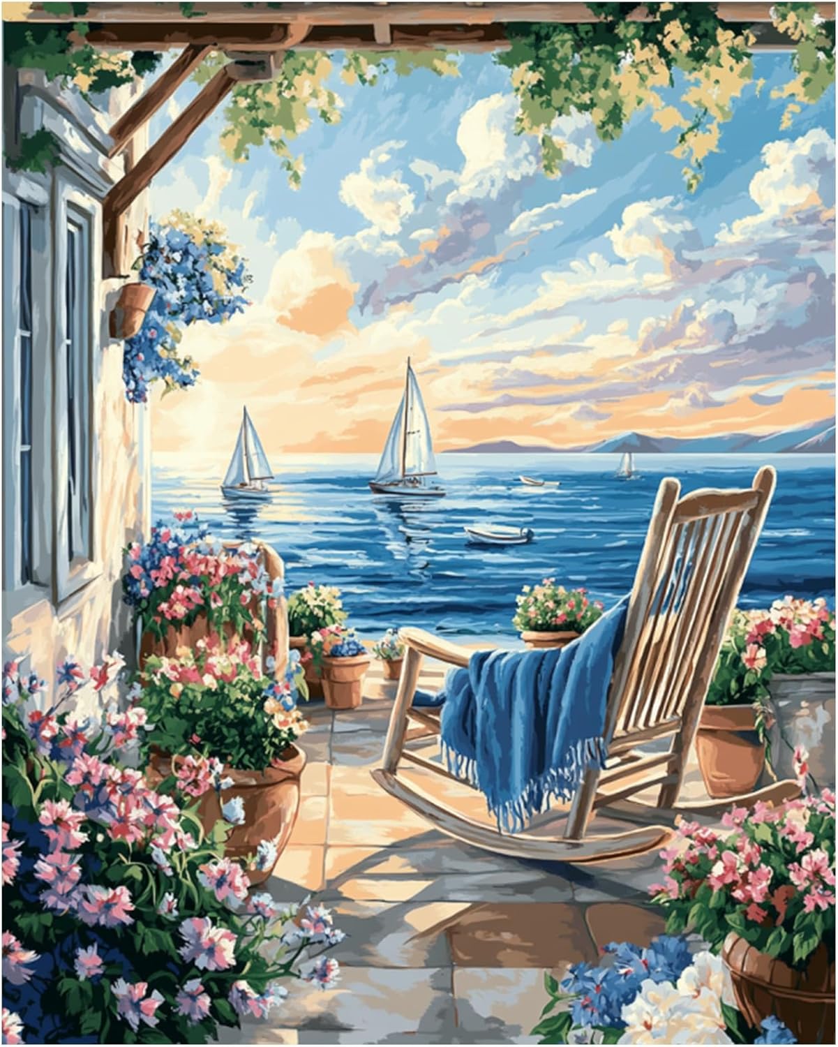 XTCIXAL Landscape Paint by Numbers Kit for Adults, Beach Paint by