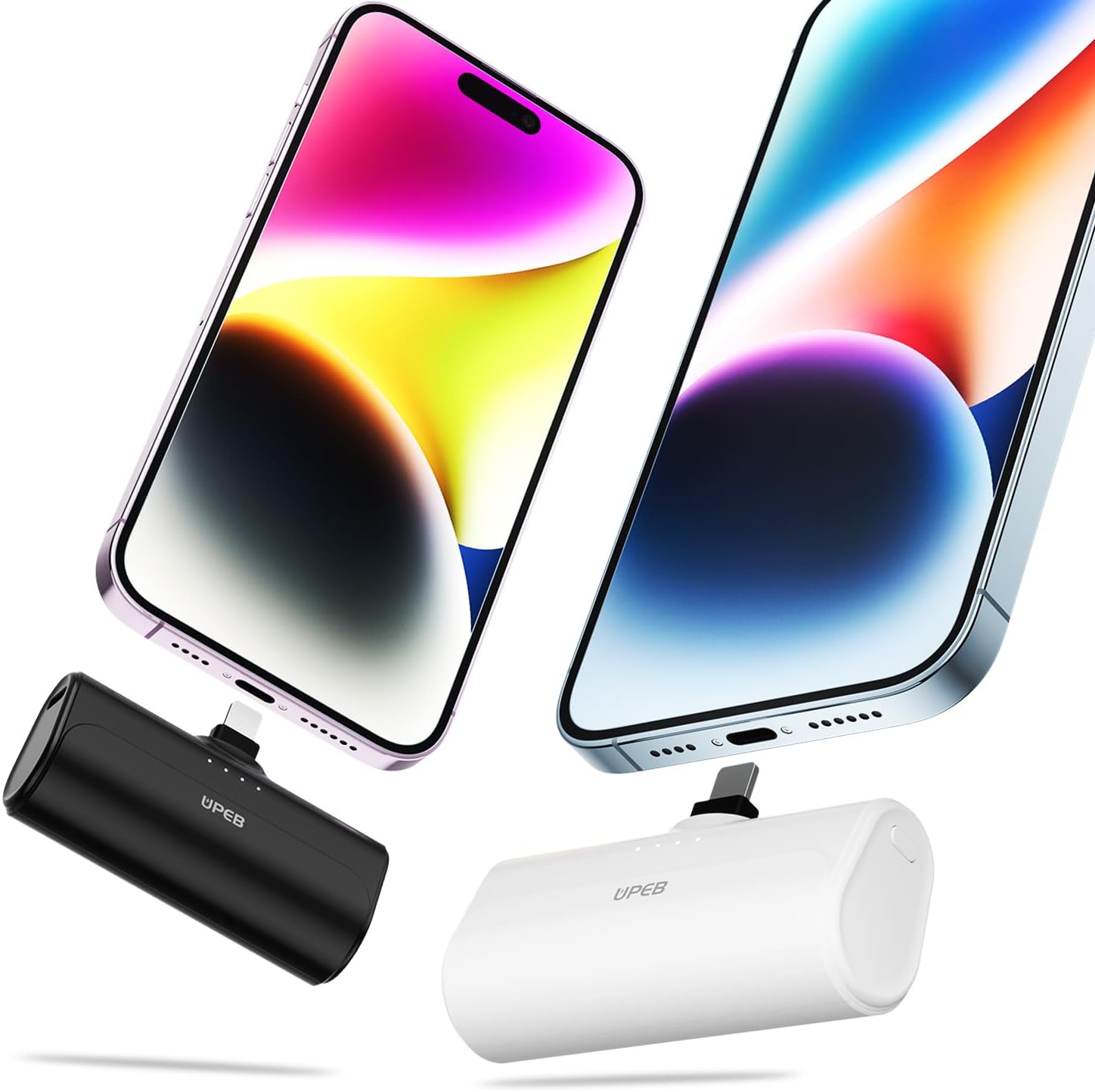 UPEB Small Portable Charger for iPhone 5000mAh 2 Packs with Built